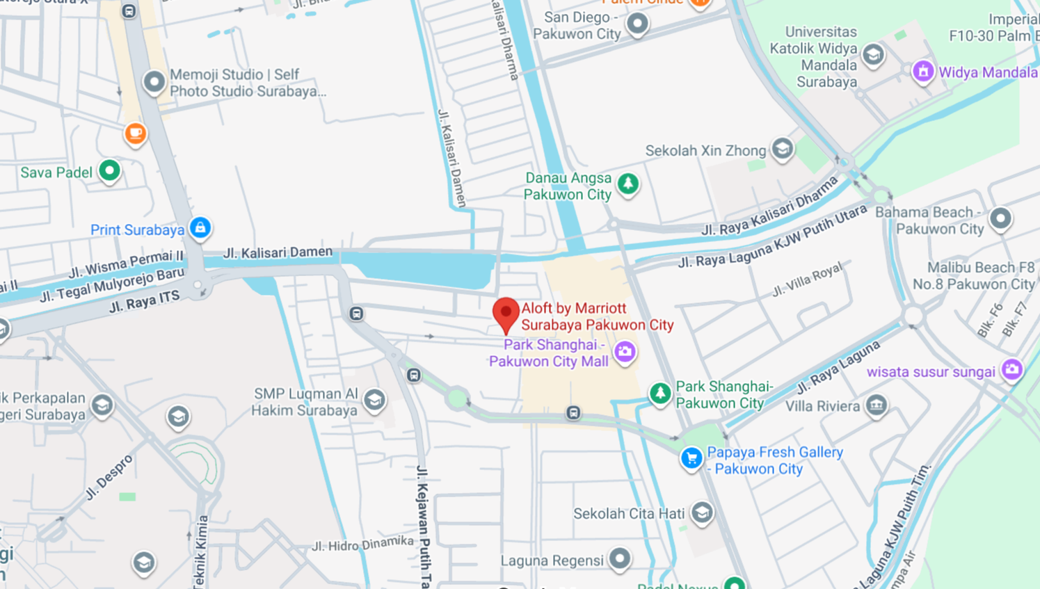 Peta lokasi Aloft Surabaya Pakuwon City